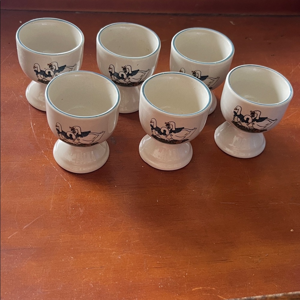 Vintage Mandarin Box of Egg Cups (German - Eierbecher) Set of 6 Circa 1980